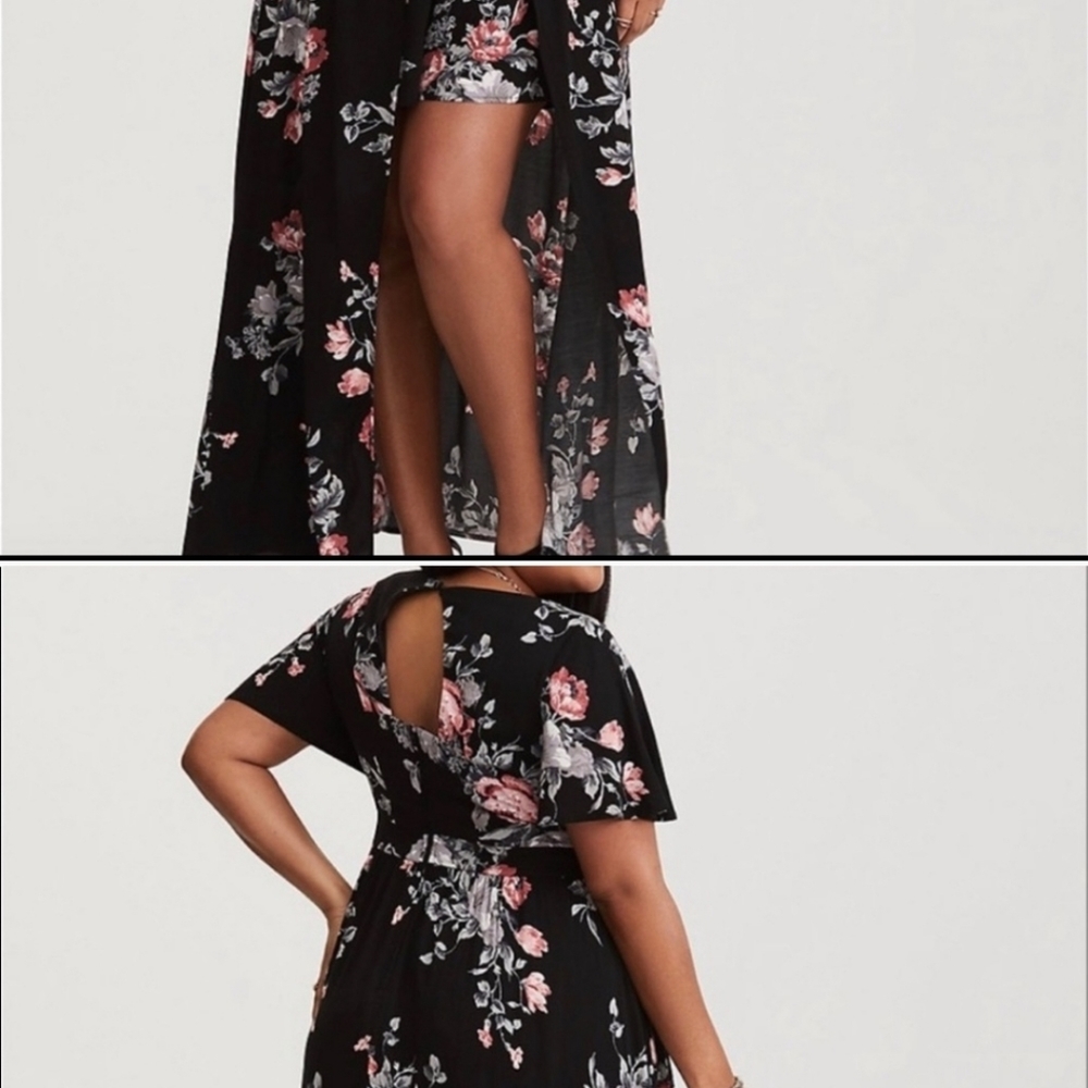Black/pink/gray floral